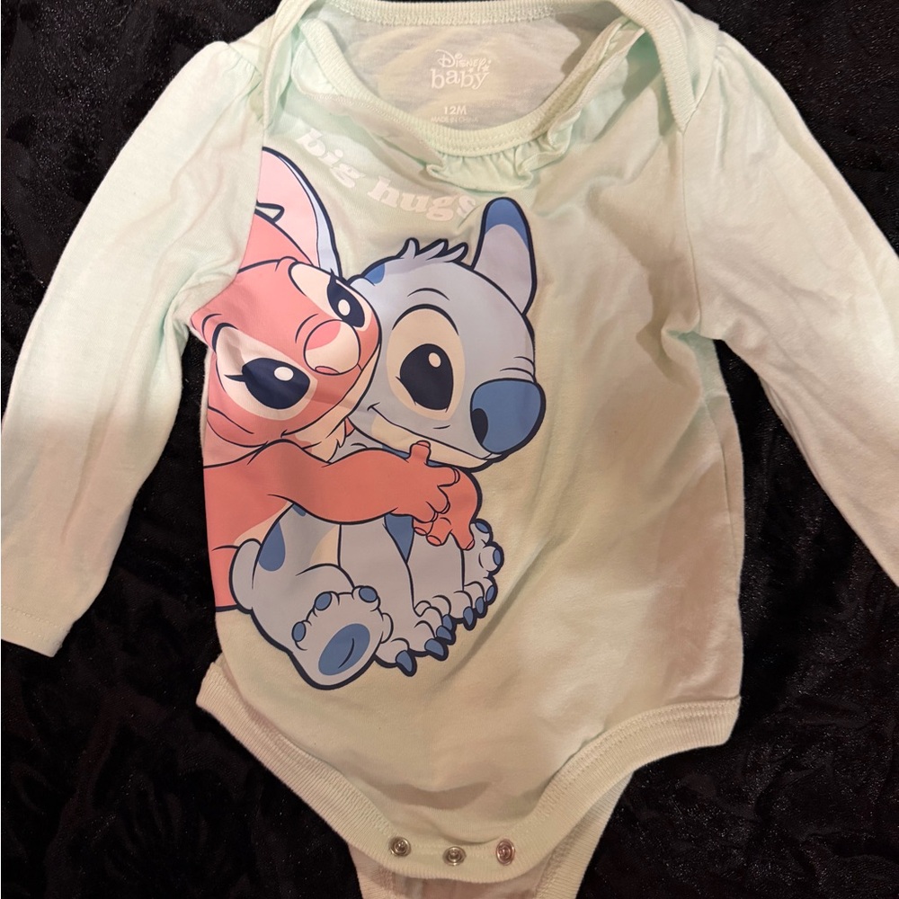Disney Pastel Green Bodysuit with Playful Characters